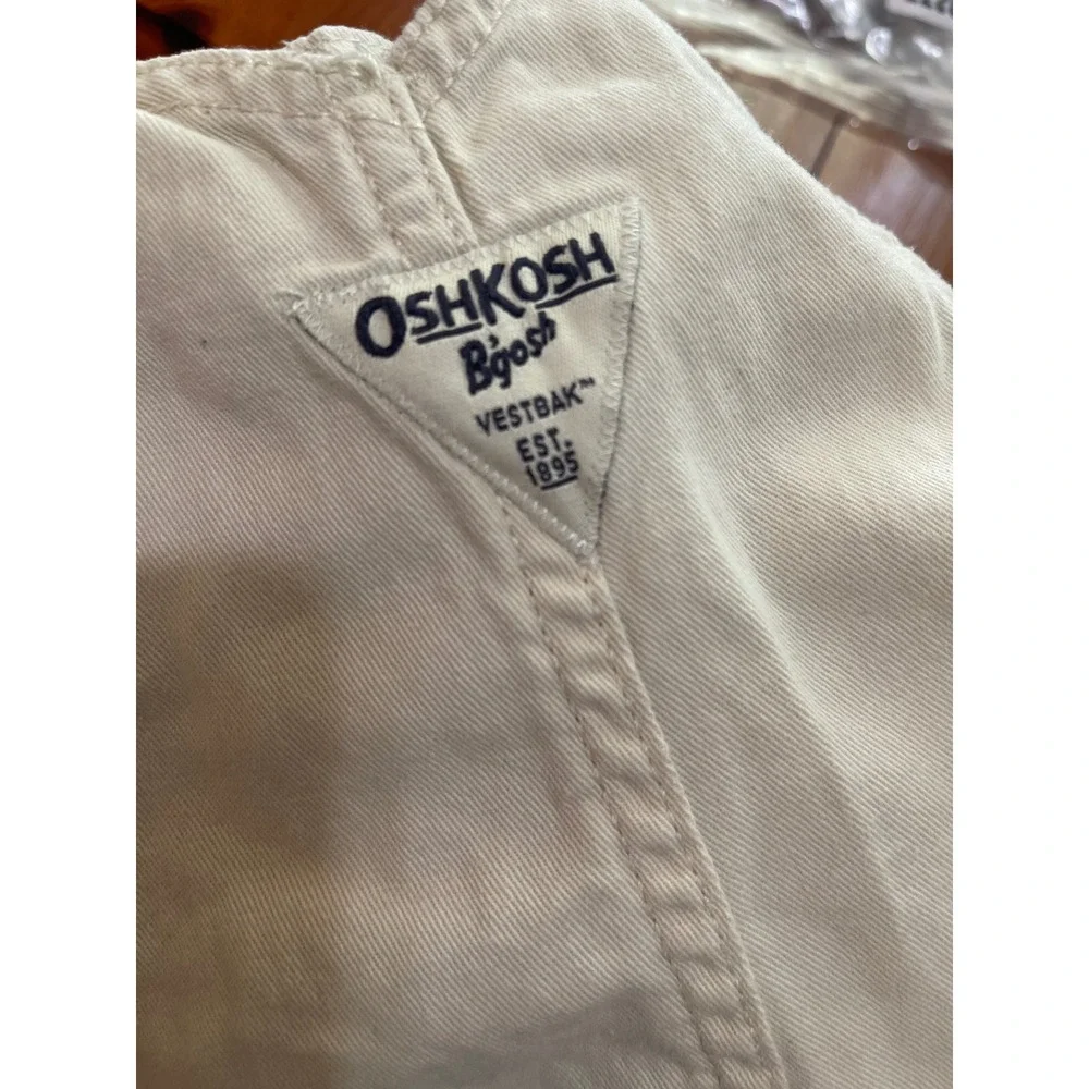 OshKosh Bgosh Kids Cream Off White Vestbak Cotton Twill Overalls Size 10